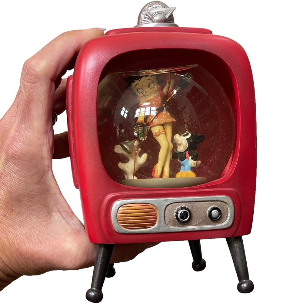 Betty Boop Snow Globe TV Television Vtg 2002 Westland Water Nostalgic Retro FLAW